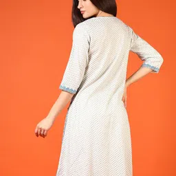 V-Mart Floral Printed Thread Work Round Neck A-Line Kurta image 5