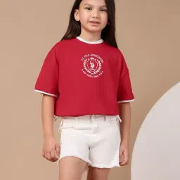 U.S. Polo Assn. Girls Red Cotton Logo T-Shirt-picture-36