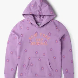 GAP Girls Purple Cotton Floral Hoodie-picture-42