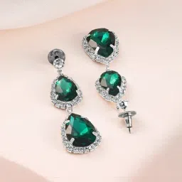 Rubans Rhodium Plated Green Set for Women image 5