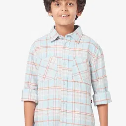 Bonkids Boys Spread Collar Checked Cotton Casual Shirt-picture-38