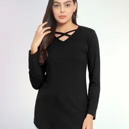 Boldwink Women V-Neck Cut Outs Slim Fit T-shirt-image-41