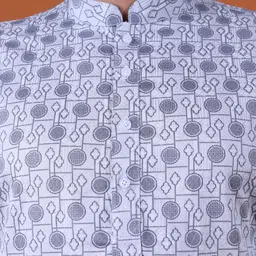 NAMASKAR Geometric Printed Mandarin Collar Straight Kurta With Churidar image 4