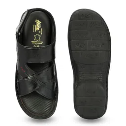 Hitz Men Black Leather Comfort Sandals image 5