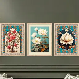 walllane Floral Wall Art With Frame Home Decor Wall Painting For Living Room Office Bedroom image 3