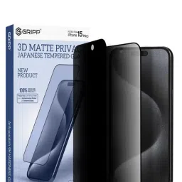 GRIPP Matte Privacy Tempered Glass Screen Protector for iPhone 15 Pro (6.1")-picture-28