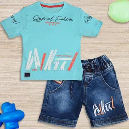 WORTON FASHION Boys Pure Cotton Printed T-shirt with Shorts-picture-44