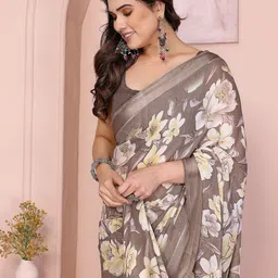 Anouk Floral Printed Saree with Blouse Piece image 5