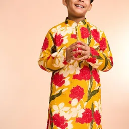 Manyavar Boys Floral Printed Kurta with Pyjama image 3