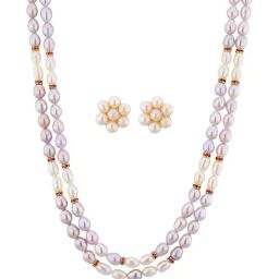 Sri Jagdamba Pearls Golden Necklace & Earring Set-picture-24