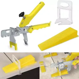 FLAMINGO ENTERPRISE 100 Pcs Reusable Wedges with 300 Pcs Tile Leveling & 1 Plier Line Level 5 cm Length Non-Magnetic Yellow-picture-37