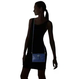 Gio Collection Navy Polyester Solid Sling Handbag image 4