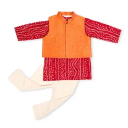 Sangria Boys Bandhani Kurta Pant Set With Waistcoat image 3
