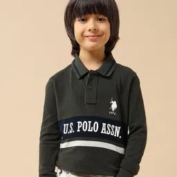U.S. Polo Assn. Kids Boys Typography Printed Polo Collar Cotton T-shirt-picture-45