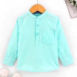 Babyhug Cotton Full Sleeves Kurta Style Shirt - Mint-picture-12