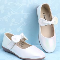 Pine Kids Ballerina with Bow Applique & Velcro Closure - White-picture-15