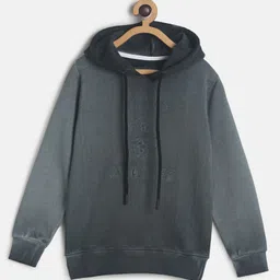 Tales & Stories Cotton Knit Full Sleeves Mild Washed Hooded Sweatshirt - Black-picture-10