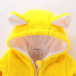 Kookie Kids Full Sleeves Hoodie Bear Patch Detailing & Ears Applique - Yellow image 3