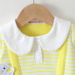 Kookie Kids Full Sleeves Striped & Goose Detailing Romper - Yellow image 3