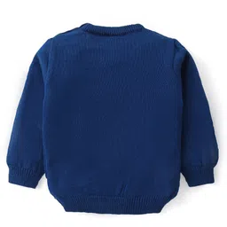 Babyhug Knitted Full Sleeves Pullover Sweater Set With Christmas Theme Design - Navy image 3