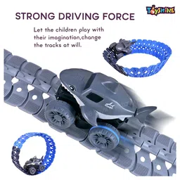 Toyshine Race Track Toy Set Educational Twisted Flexible Tracks 112 Pcs with Electric Shark Design Car Toys for Kids Multicolour image 4