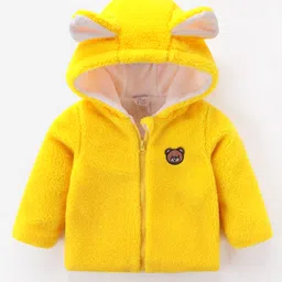 Kookie Kids Full Sleeves Hoodie Bear Patch Detailing & Ears Applique - Yellow image 4