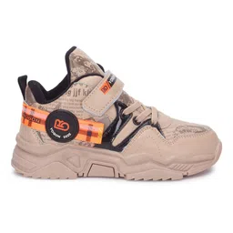 TRUFFLE COLLECTION Colour Blocked & Typography Designed With Velcro Closure Shoes - Khaki image 5