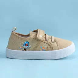 Cute Walk by Babyhug Casual Shoes with Velcro Closure & Space Theme Embroidery - Beige image 4