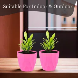 Kuber Industries White & Pink 6 Pieces Barfi Textured Durable Planters image 5