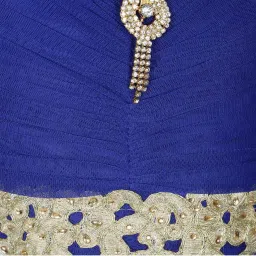 AJ Dezines Kids Blue Zari Work Gown image 5