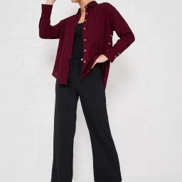 Styli Maroon Striped Shirt image 5