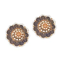 Teejh Pragya Dark Blue Golden Enamel Stud Earrings image 5