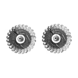 Teejh Reva Circle Silver Oxidized Stud Earrings image 5