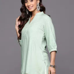 Libas Green A Line Short Kurti image 2