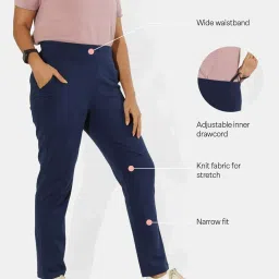 BlissClub Navy Cotton Pencil Pants image 5