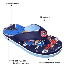 Kidsville Captain America Printed Navy Flip Flops image 5
