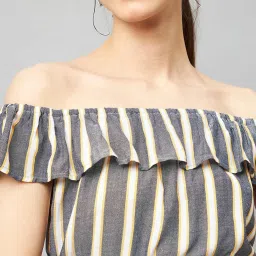 chimpaaanzee Chimpanzee Grey Striped Crop Top image 5