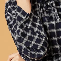 chimpaaanzee Chimpanzee Navy Checks Crop Top image 5