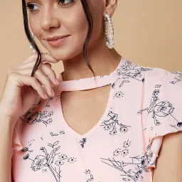 chimpaaanzee Chimpanzee Peach Floral Print Top image 5