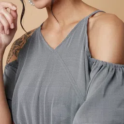 chimpaaanzee Chimpanzee Grey Regular Fit Crop Top image 5