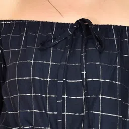 chimpaaanzee Chimpanzee Navy Cotton Checks Crop Top image 5