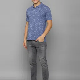 Louis Philippe Jeans Blue Cotton Slim Fit Printed Polo T-Shirt image 5