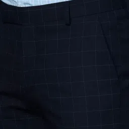 Cantabil Navy Regular Fit Checks Trousers image 5