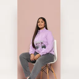 Sztori Plus Size Half Zipper Printed Sweatshirt image 4