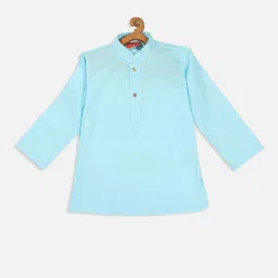 VASTRAMAY Boys Aqua Solid Full Sleeves Kurta image 2