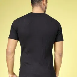 Rigo Black Cotton Slim Fit Striped T-Shirt image 2