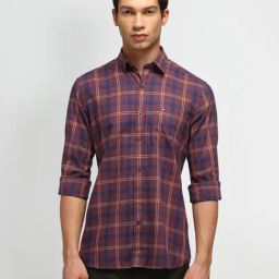 Arrow Sport Brown Cotton Slim Fit Checks Shirt-picture-28
