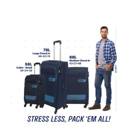 Citizen Wander Weave Navy Blue Color Block Trolley Bag Pack of 3 - 58 Cms, 68 Cms & 78 Cms image 2