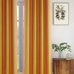 Fabindia Home Enakshi Yellow Cotton 5 ft Window Curtain image 5