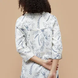 Colour Me By Melange White Cotton Regular Fit Floral Print Tunic image 2